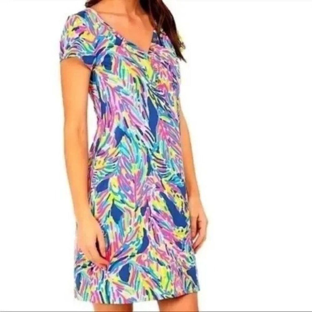 Lilly Pulitzer Pink and Green Puff Sleeve Sundress